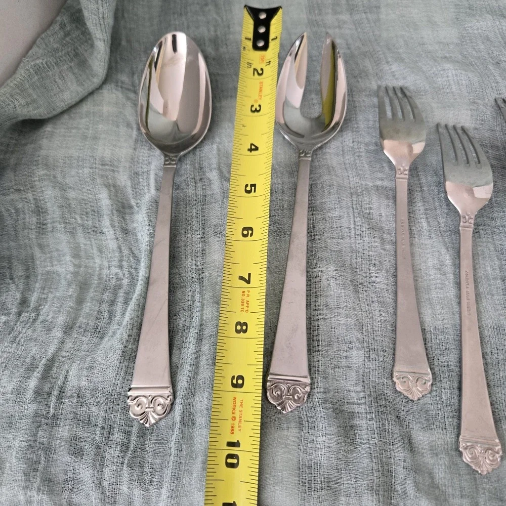 Onieda Bionco Stainless Satin Finish Lot 8‎ Dinner Forks & 5 Serving Pieces